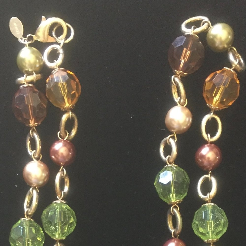 KJL Kenneth Jay Lane Paris Couture 44" Rope Necklace/Gold, Amber % Green/NEW!